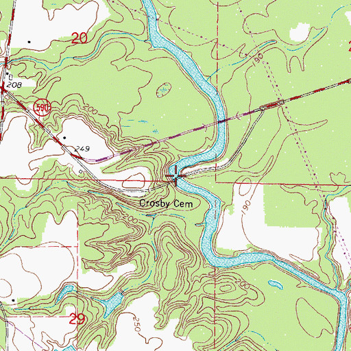 Topographic Map of Crosby Bridge, MS