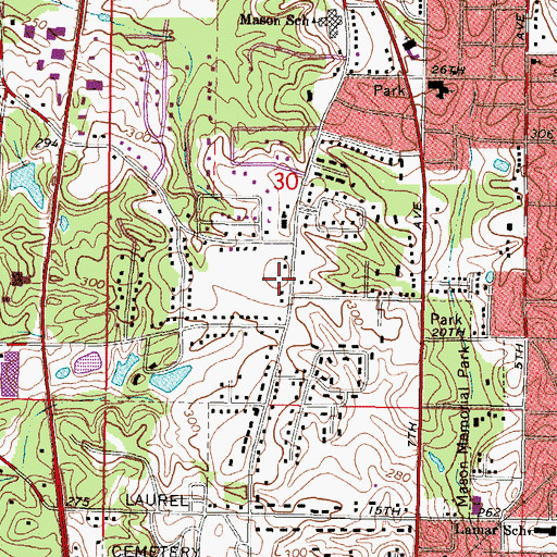 Topographic Map of Evangel Temple, MS
