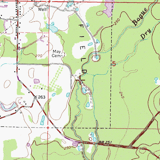 Topographic Map of Fergusons Bridge (historical), MS
