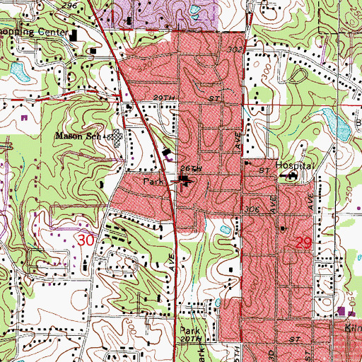 Topographic Map of Highland Baptist Church, MS