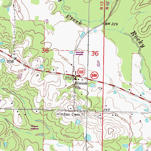 Topographic Map of Hinton School (historical), MS