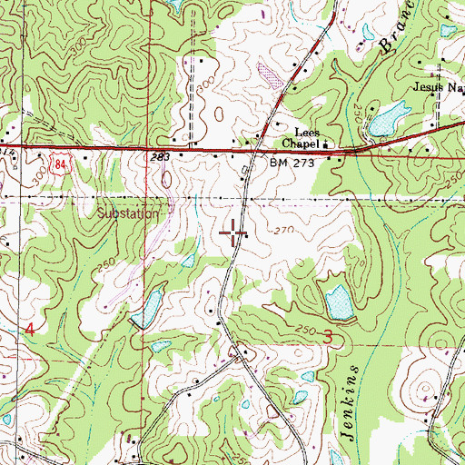 Topographic Map of Holifield Store (historical), MS