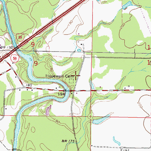 Topographic Map of Hopewell Church (historical), MS