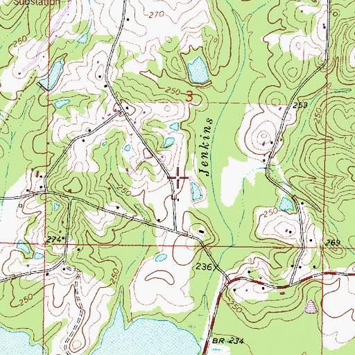 Topographic Map of Huddleston Chapel (historical), MS