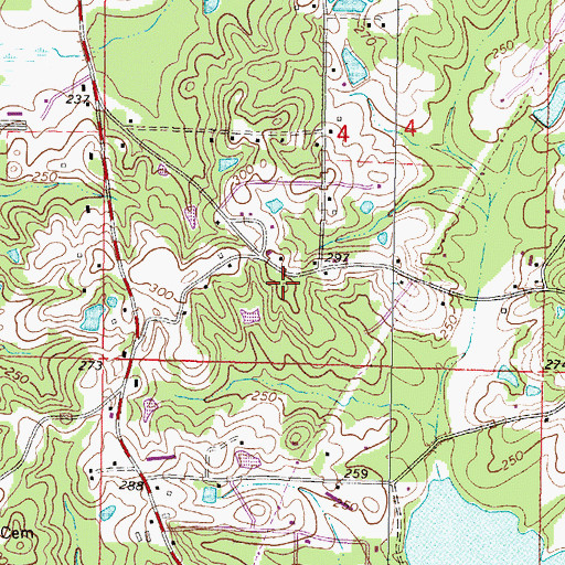 Topographic Map of Huddleston School (historical), MS