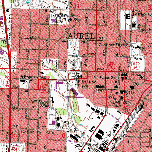 Topographic Map of Immaculate Conception School, MS