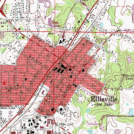 Topographic Map of Jones County Courthouse, MS