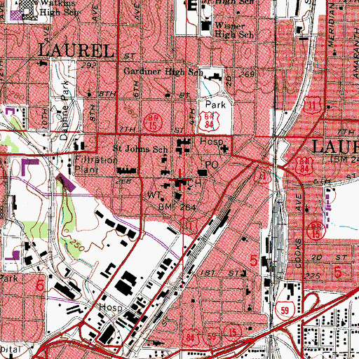 Topographic Map of Jones County Courthouse, MS