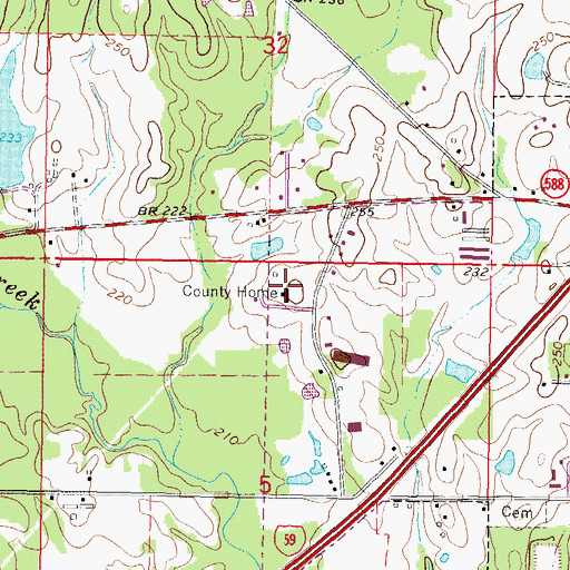 Topographic Map of Jones County Home, MS