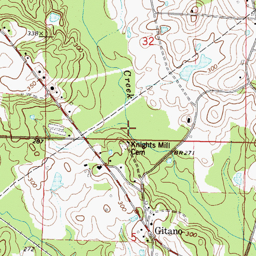 Topographic Map of Knights Mill Pond (historical), MS
