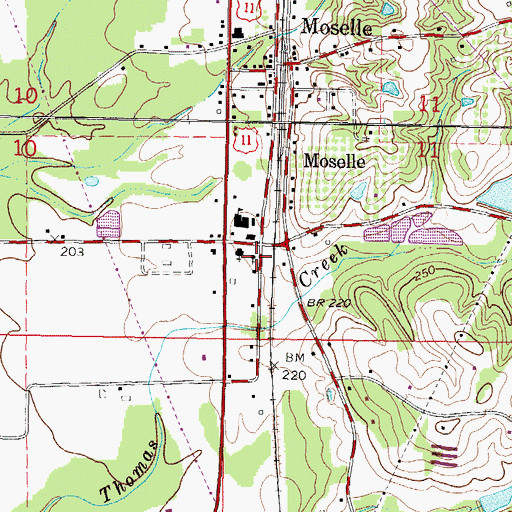 Topographic Map of Moselle United Methodist Church, MS