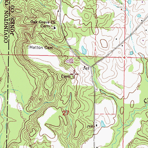 Topographic Map of Mount Olive Baptist Church (historical), MS