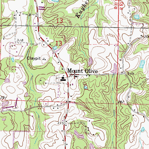 Topographic Map of Mount Olive Baptist Church, MS