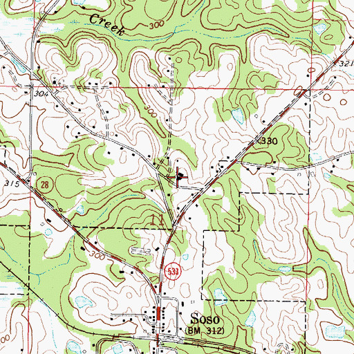 Topographic Map of Mount Pleasant Church, MS