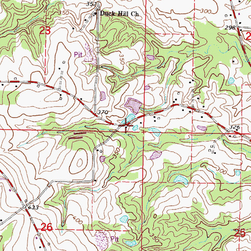 Topographic Map of Mount Roe School (historical), MS