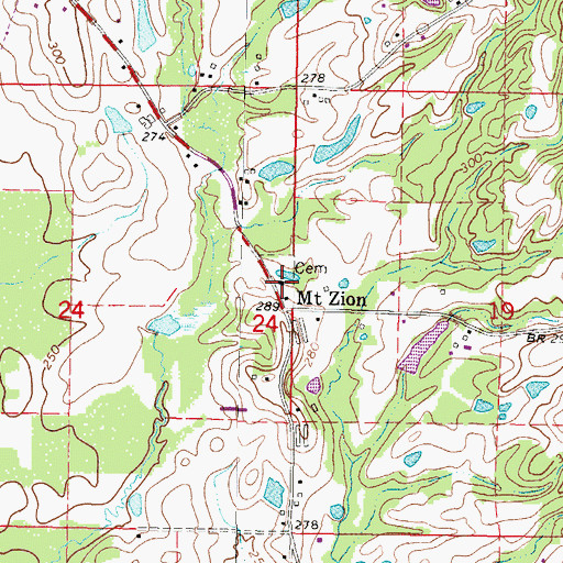 Topographic Map of Mount Zion Methodist Church, MS