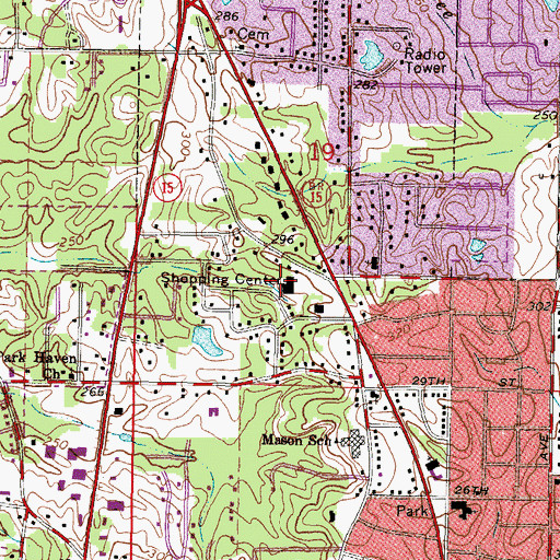 Topographic Map of North Laurel Shopping Center, MS