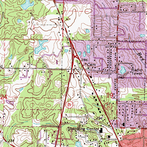 Topographic Map of Northwood Shopping Center, MS