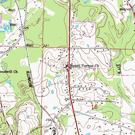 Topographic Map of Old Meeting House Hill, MS