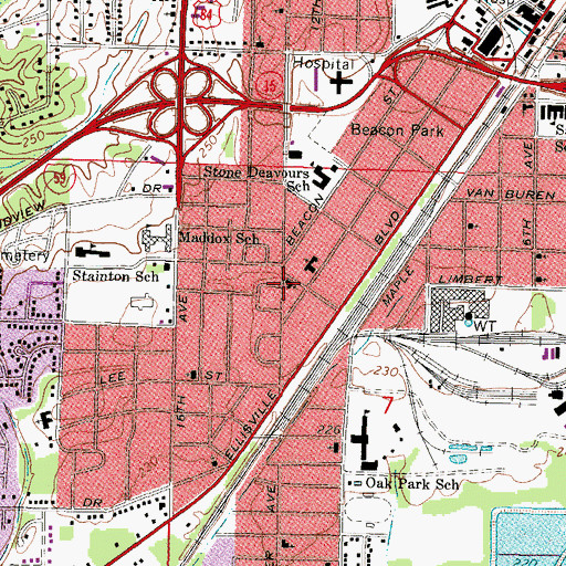 Topographic Map of Pentacostal Church of God, MS