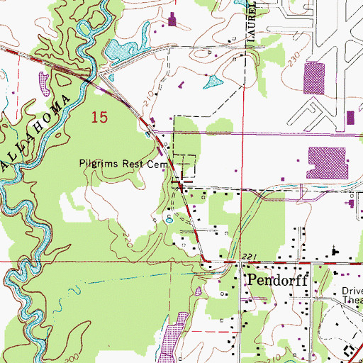 Topographic Map of Pilgrim Rest Church (historical), MS