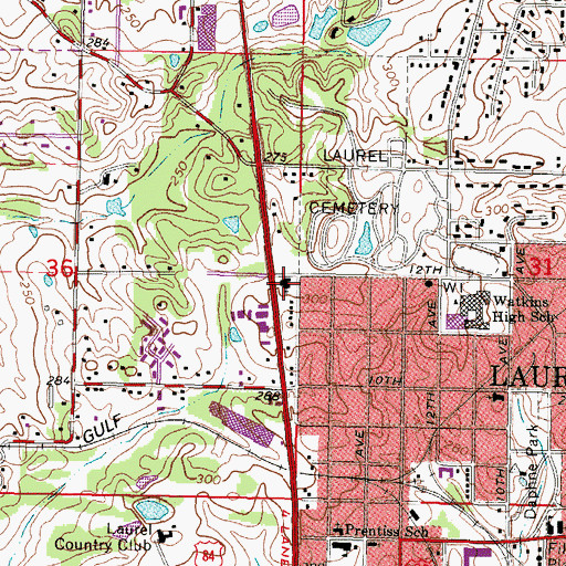 Topographic Map of Plainway Baptist Church, MS