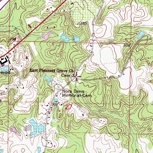 Topographic Map of Pleasant Grove School (historical), MS