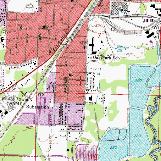 Topographic Map of Queens Chapel Baptist Church, MS