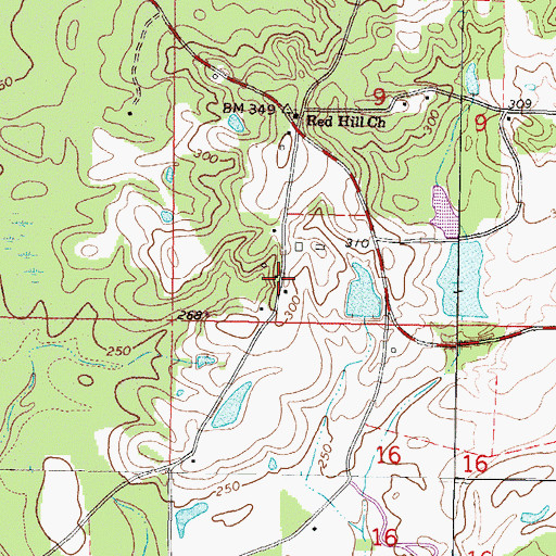 Topographic Map of Red Hill School (historical), MS