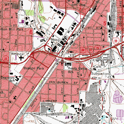 Topographic Map of Saint Elmo Baptist Church, MS