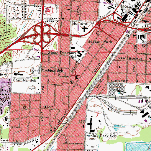 Topographic Map of Saint Luke Missionary Baptist Church, MS