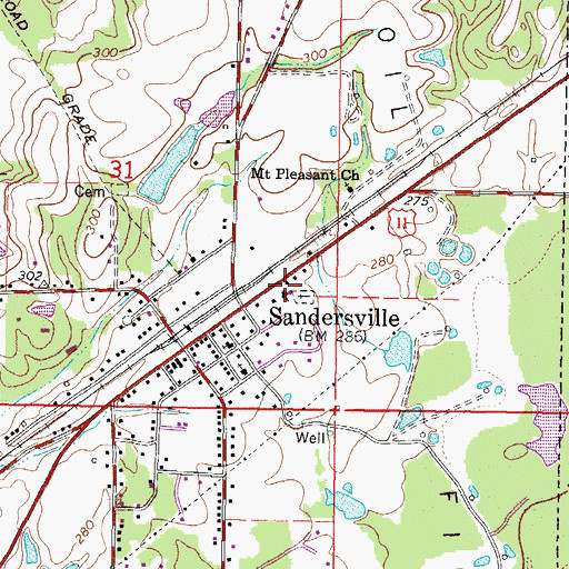 Topographic Map of Sandersville Baptist Church, MS