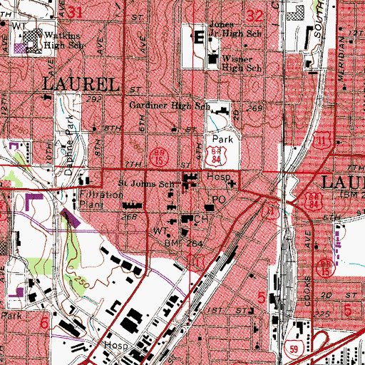 Topographic Map of Saint John Episcopal Church, MS