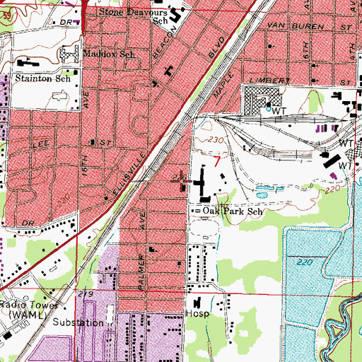 Topographic Map of Second Missionary Baptist Church, MS