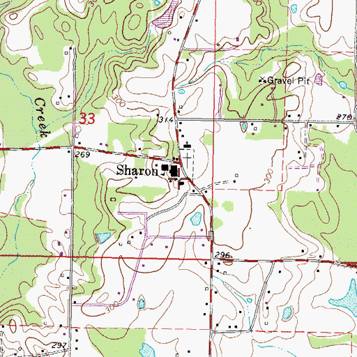 Topographic Map of First Baptist Church of Sharon, MS