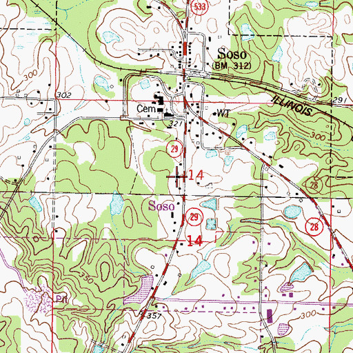 Topographic Map of Soso Methodist Church, MS