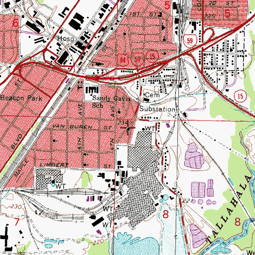 Topographic Map of South Laurel Baptist Church, MS