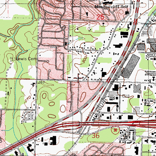 Topographic Map of Southwest Christian Church, AR