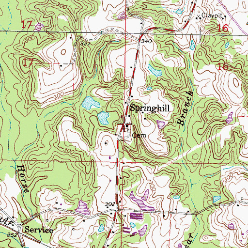 Topographic Map of Spring Hill Church, MS