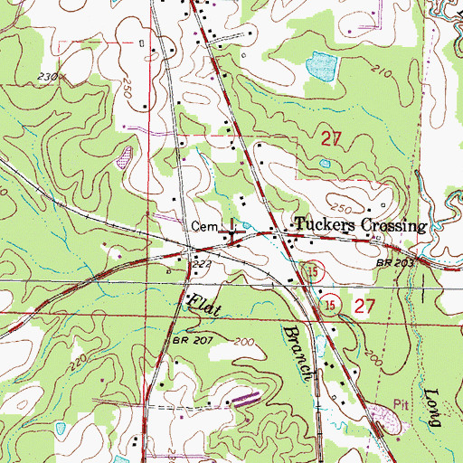 Topographic Map of Tuckers Crossing Baptist Church, MS