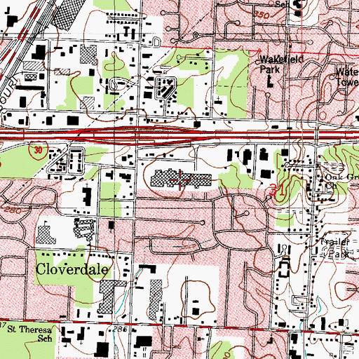 Topographic Map of Southwest Mall Shopping Center, AR