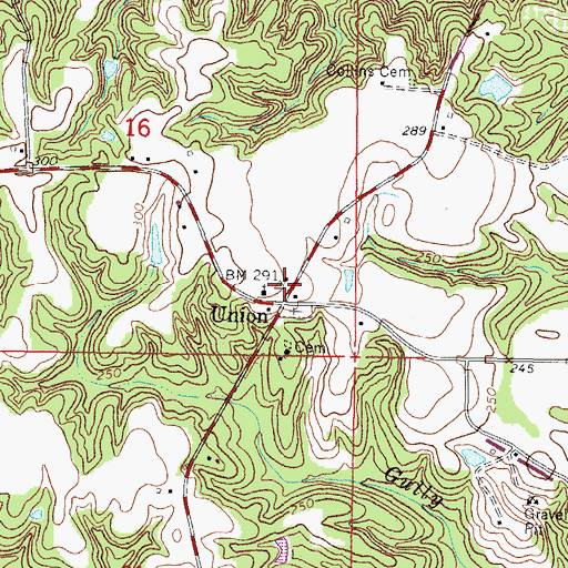 Topographic Map of Union School (historical), MS