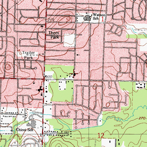 Topographic Map of Southwest Missionary Baptist Church, AR