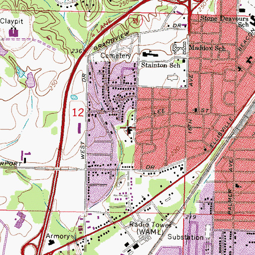 Topographic Map of Wildwood Baptist Church, MS