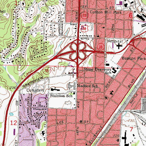 Topographic Map of First Church of God, MS