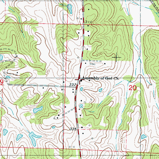 Topographic Map of Assembly of God Church, MS