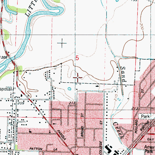 Topographic Map of Batesville Church of God, MS