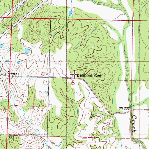 Topographic Map of Belmont Cemetery, MS