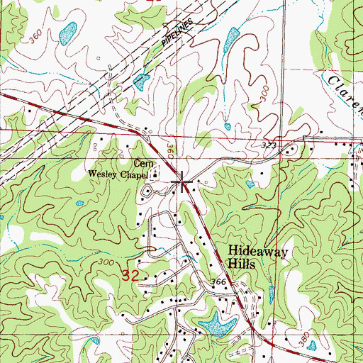 Topographic Map of Bratton Store, MS