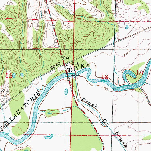 Topographic Map of Brush Creek, MS
